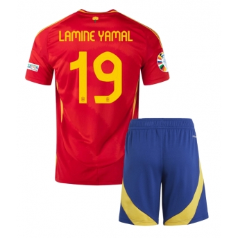 Spagna Lamine Yamal #19 Maglia Gara Casa Repliche Europei 2024 Bambino